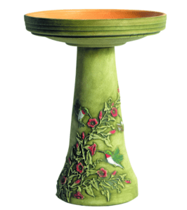 Hand Painted Hummingbird Bird Bath and Pedestal